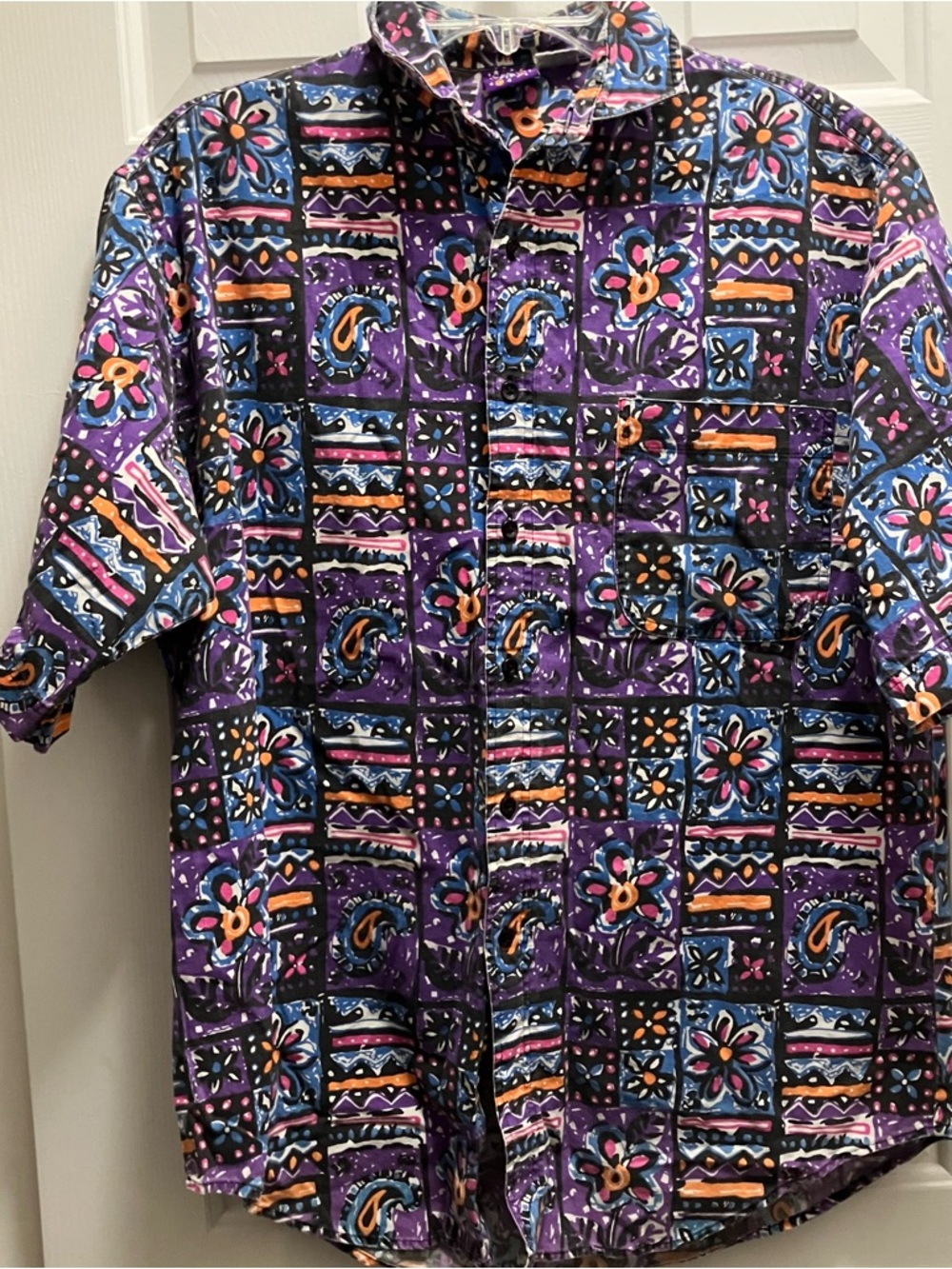 Vintage Pro Spirit Geometric Button Up Shirt Size Medium Cotton